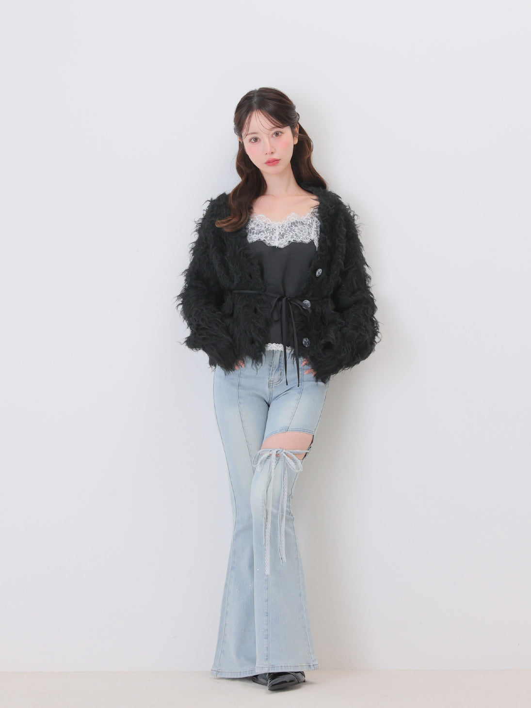 model：162cm　(size：F　color：Black)