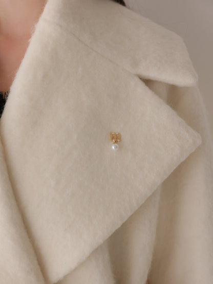 【Pre Order】Fur cuffs ribbon belted coat(eme11162)
