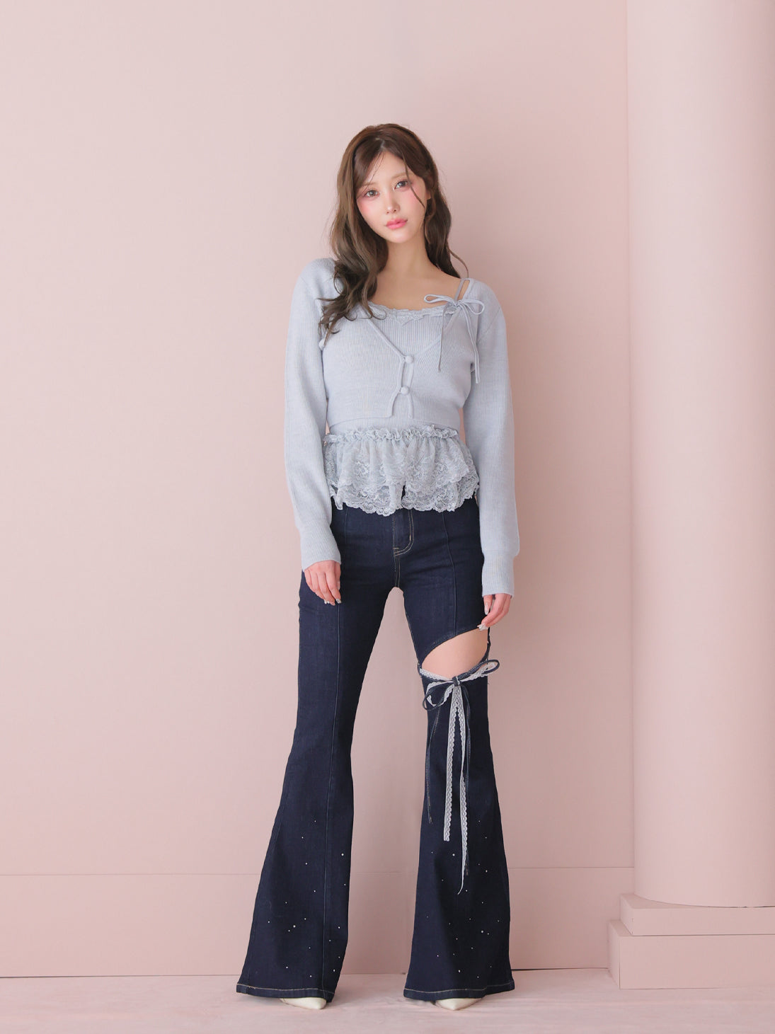 model：164cm　(size：L　color：Navy)