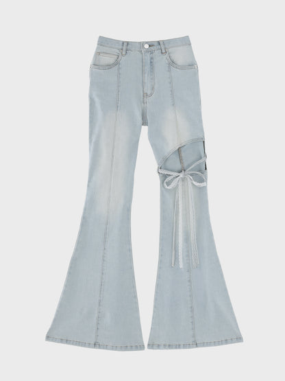 Side cut lace ribbon denim(eme11164)