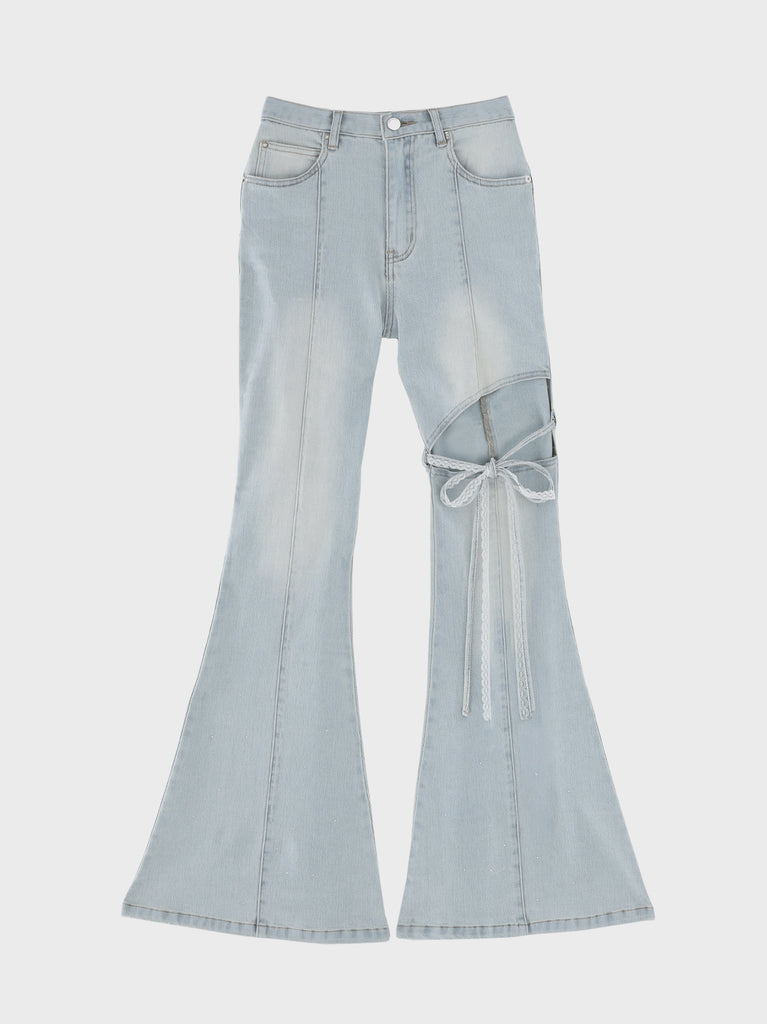 Side cut lace ribbon denim(eme11164)