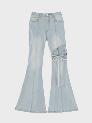 Side cut lace ribbon denim(eme11164)