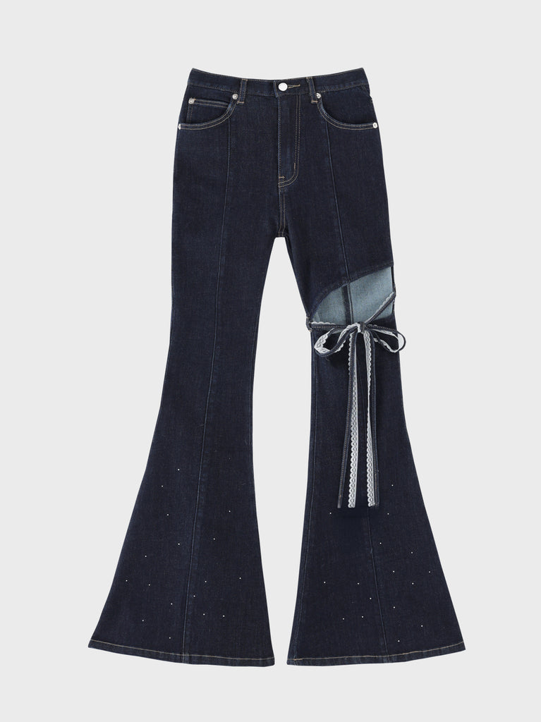 Side cut lace ribbon denim(eme11164)