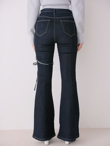 Side cut lace ribbon denim(eme11164)