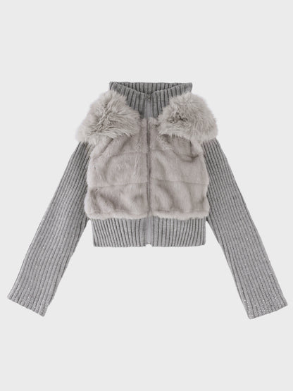 Luxe fur bijou knit blouson(eme11165)
