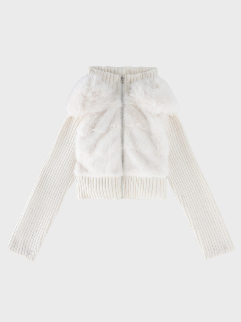 Luxe fur bijou knit blouson(eme11165)