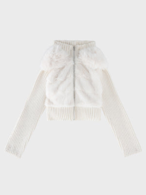 Luxe fur bijou knit blouson(eme11165)