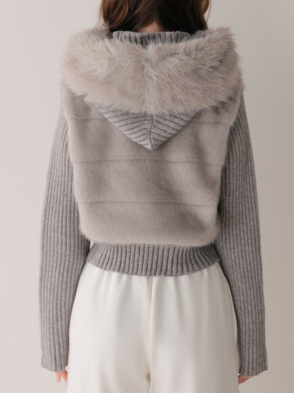 Luxe fur bijou knit blouson(eme11165)