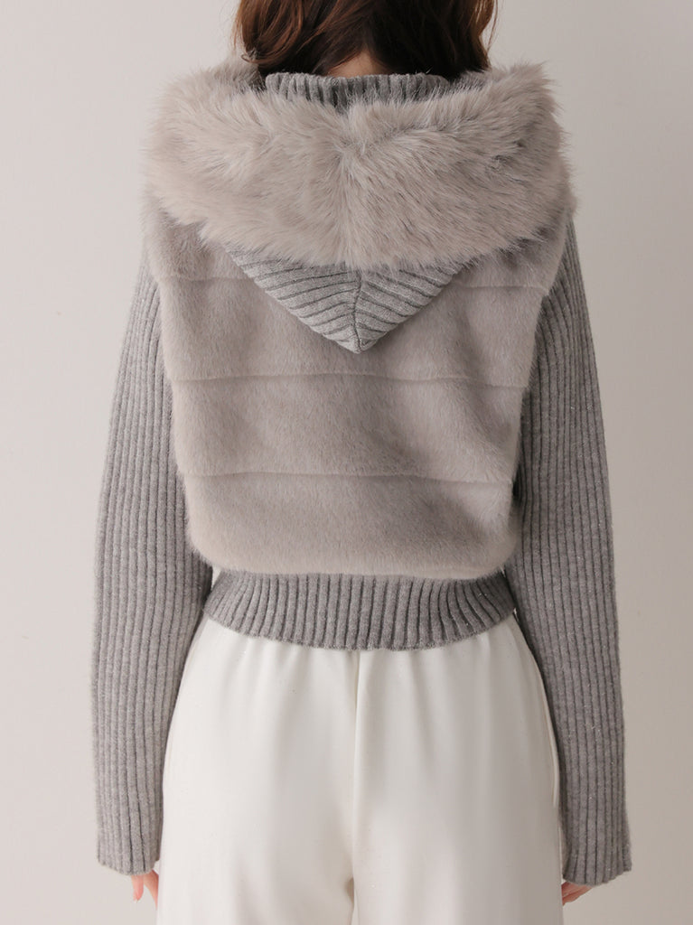 Luxe fur bijou knit blouson(eme11165)