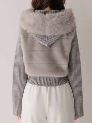 Luxe fur bijou knit blouson(eme11165)