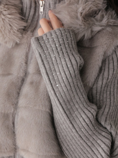 Luxe fur bijou knit blouson(eme11165)