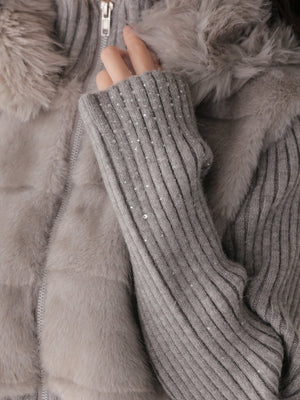 Luxe fur bijou knit blouson(eme11165)