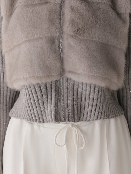 Luxe fur bijou knit blouson(eme11165)