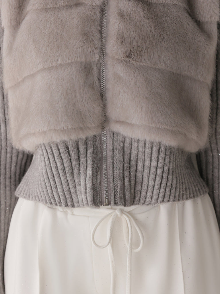 Luxe fur bijou knit blouson(eme11165)