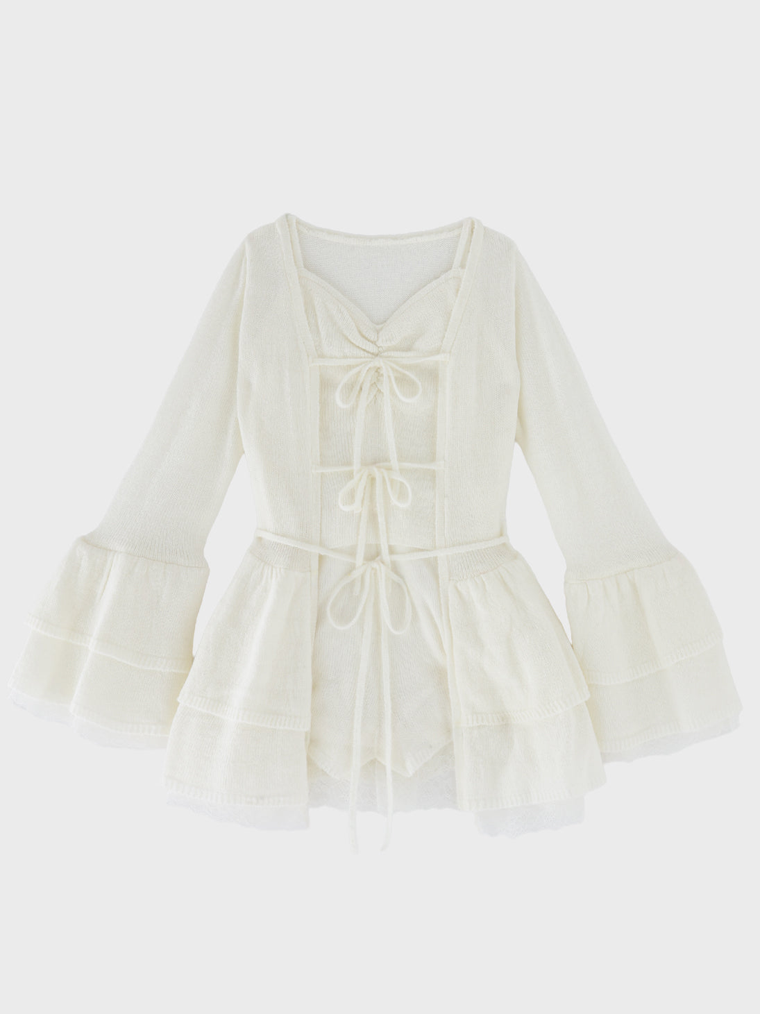 Airy frill knit three piece setup(eme11167)