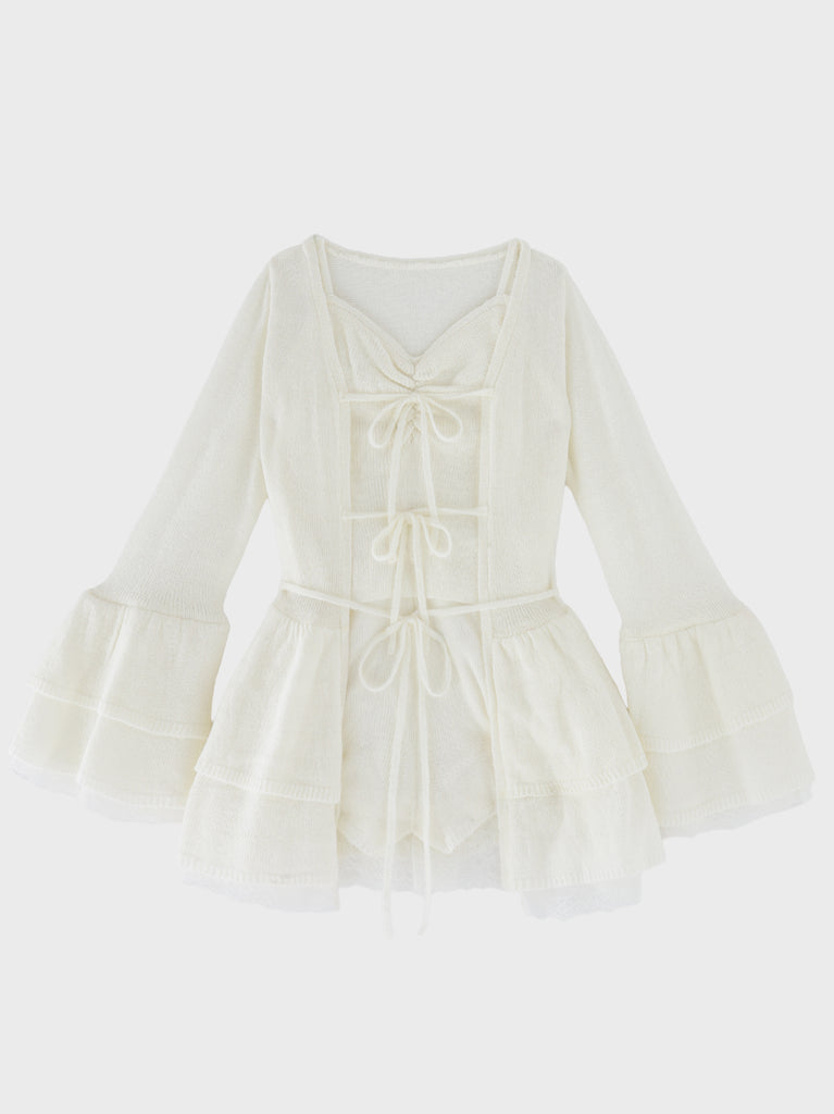 Airy frill knit three piece setup(eme11167)