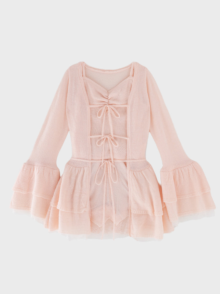 Airy frill knit three piece setup(eme11167)