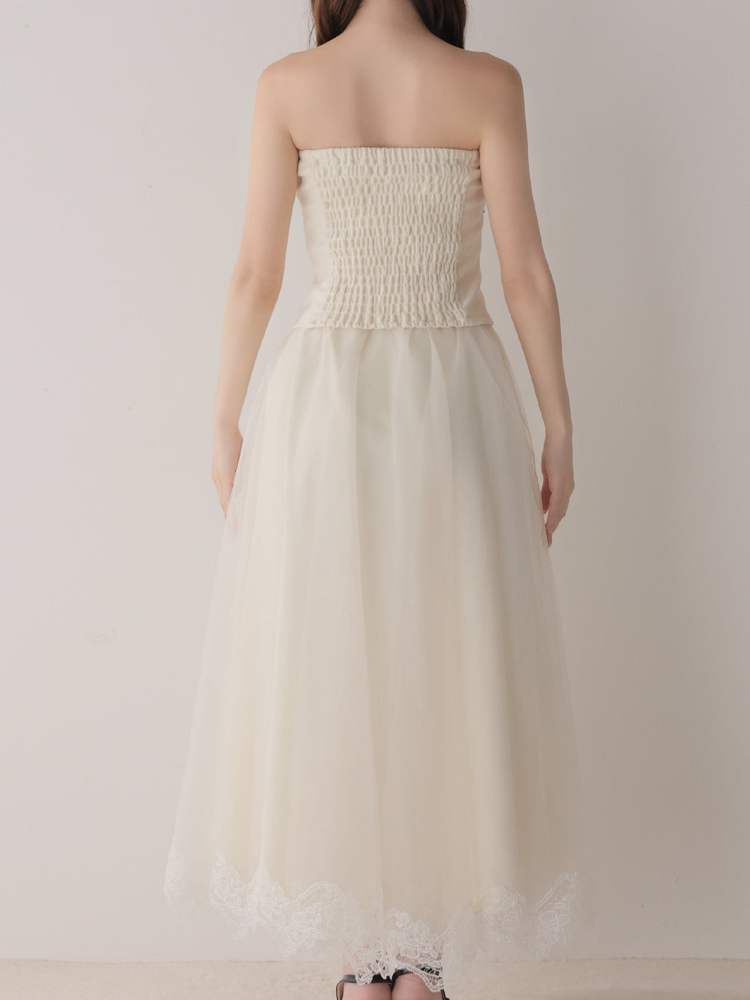 Royal piping tulle ribbon onepiece(eme11169)