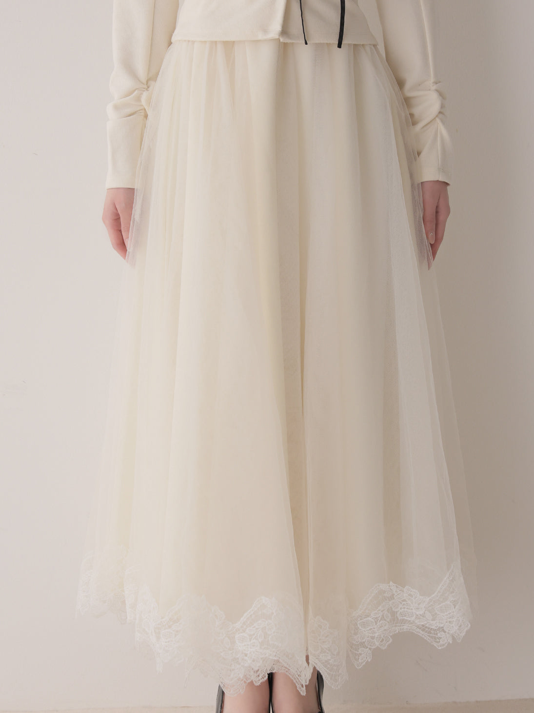 Royal piping tulle ribbon onepiece(eme11169)
