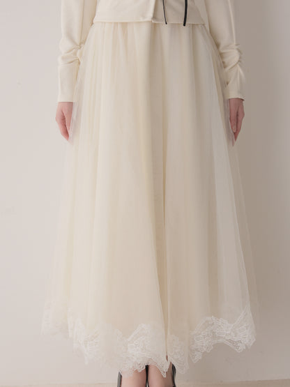 Royal piping tulle ribbon onepiece(eme11169)