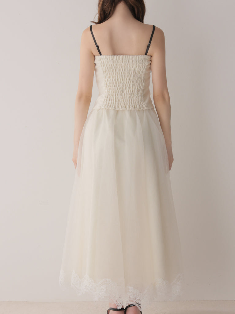 Royal piping tulle ribbon onepiece(eme11169)