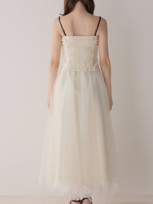 Royal piping tulle ribbon onepiece(eme11169)
