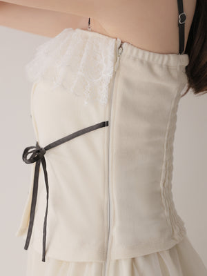 Royal piping tulle ribbon onepiece(eme11169)