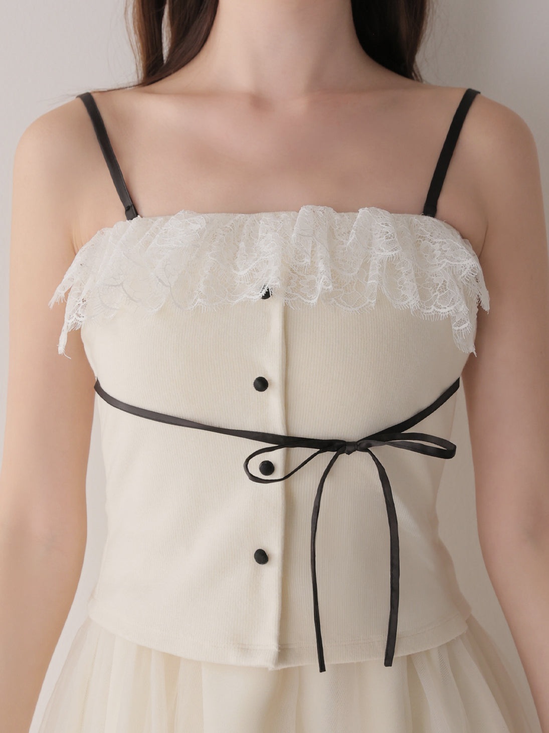 Royal piping tulle ribbon onepiece(eme11169)