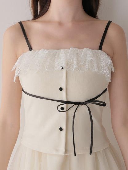 Royal piping tulle ribbon onepiece(eme11169)
