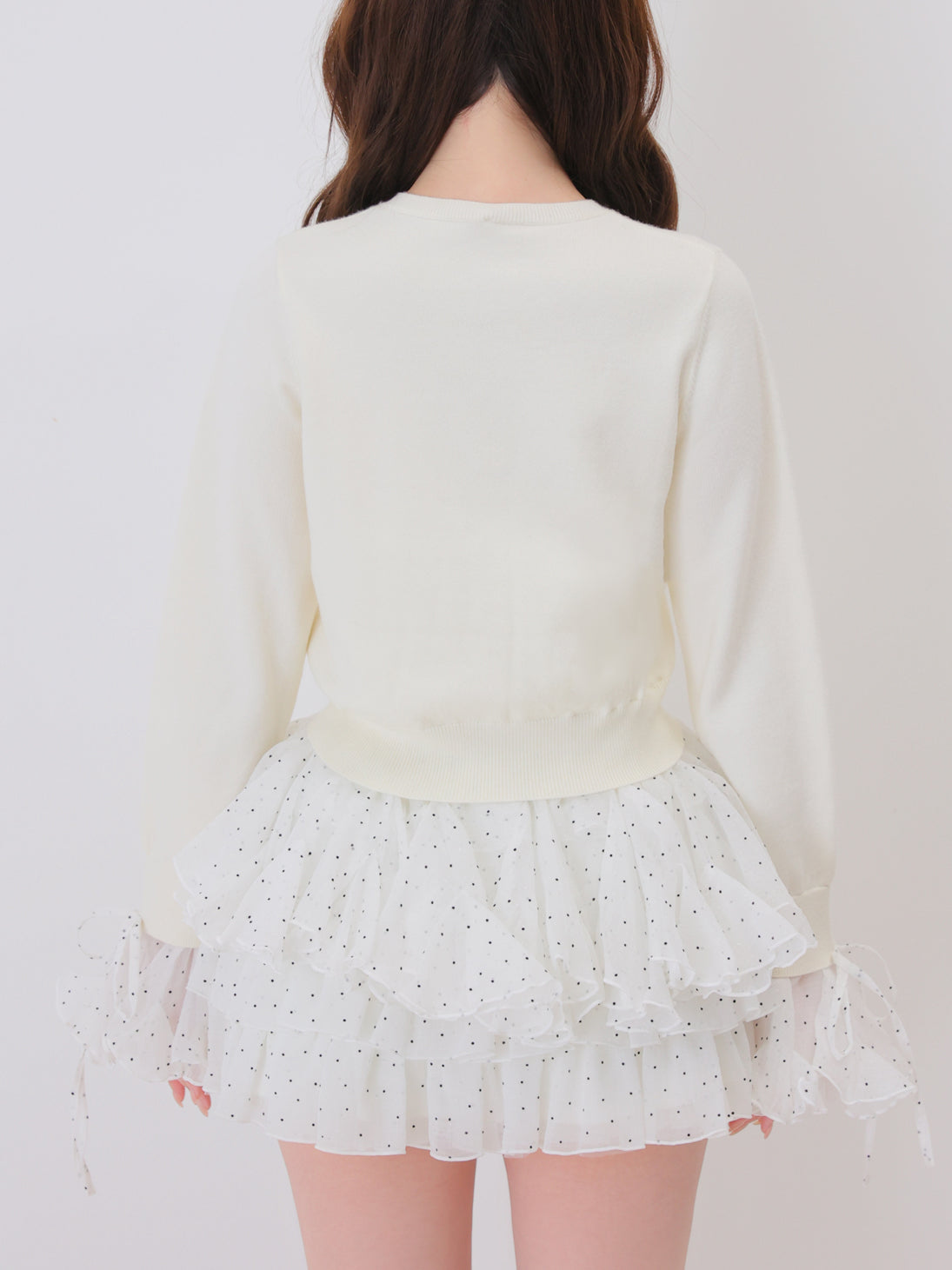 【Pre Order】Frill collar flocky dot cardigan(eme11146)