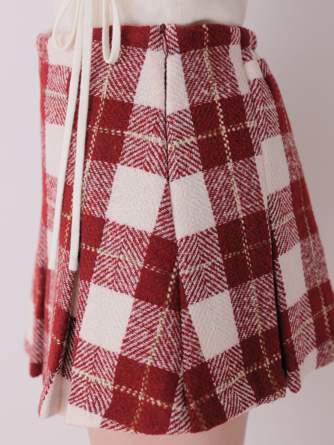 Merlot check pleats mini skirt(eme11198)