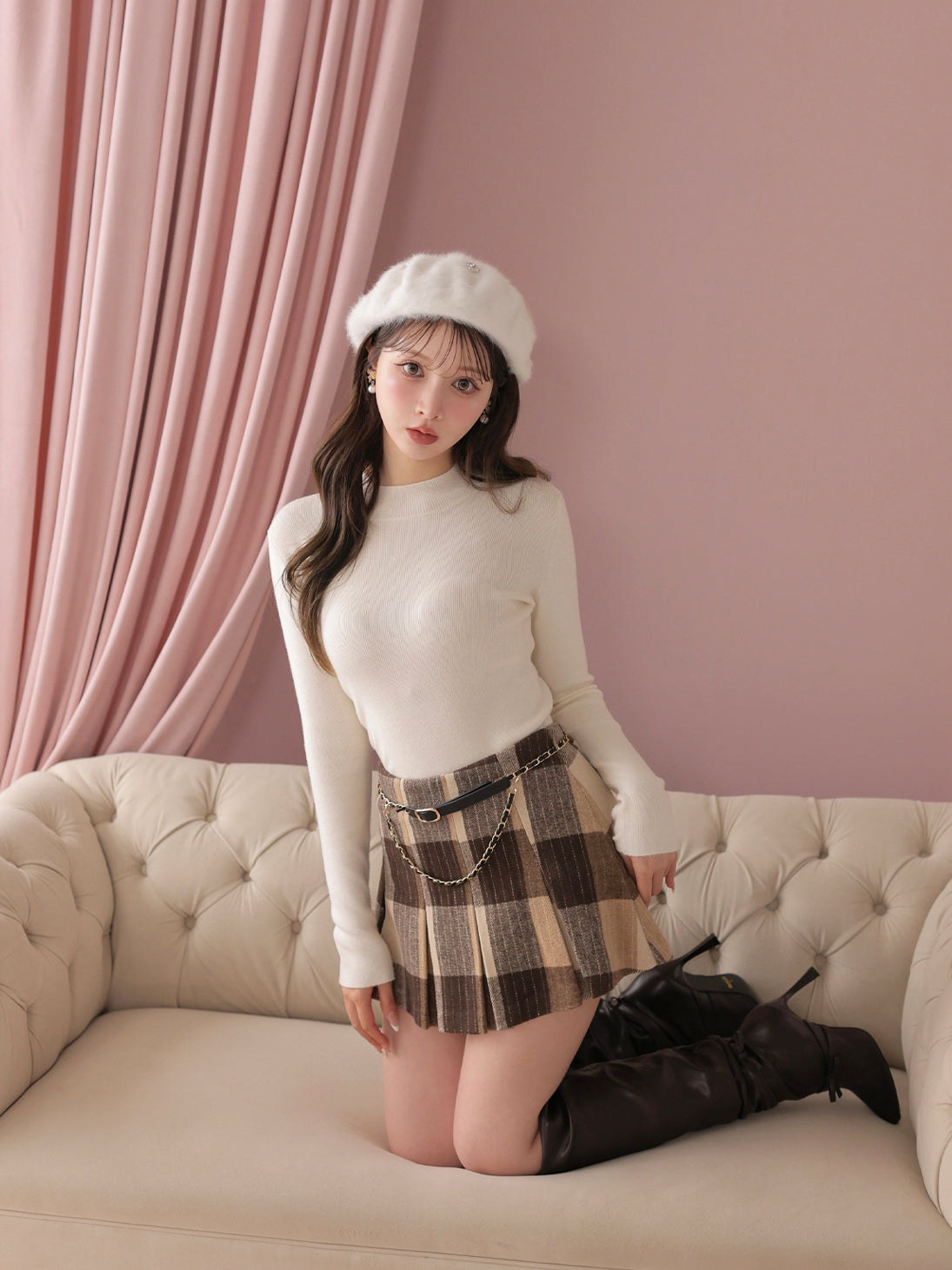 model：160cm　(size：F　color：Brown)