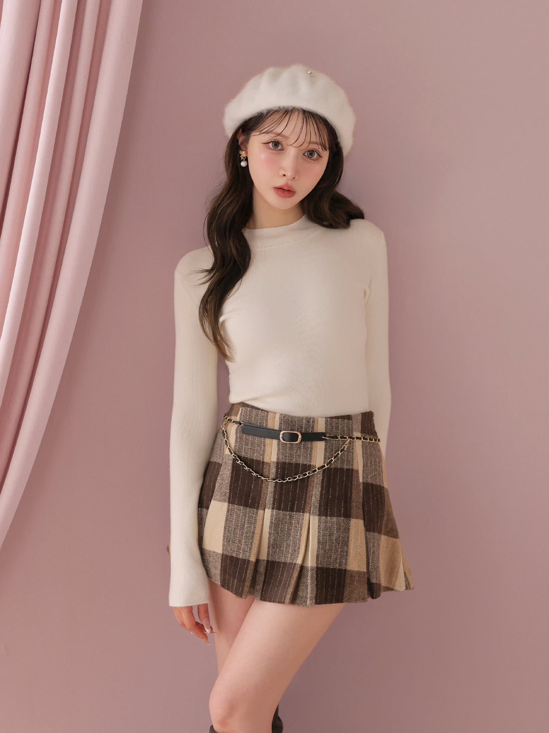 model：160cm　(size：F　color：Brown)