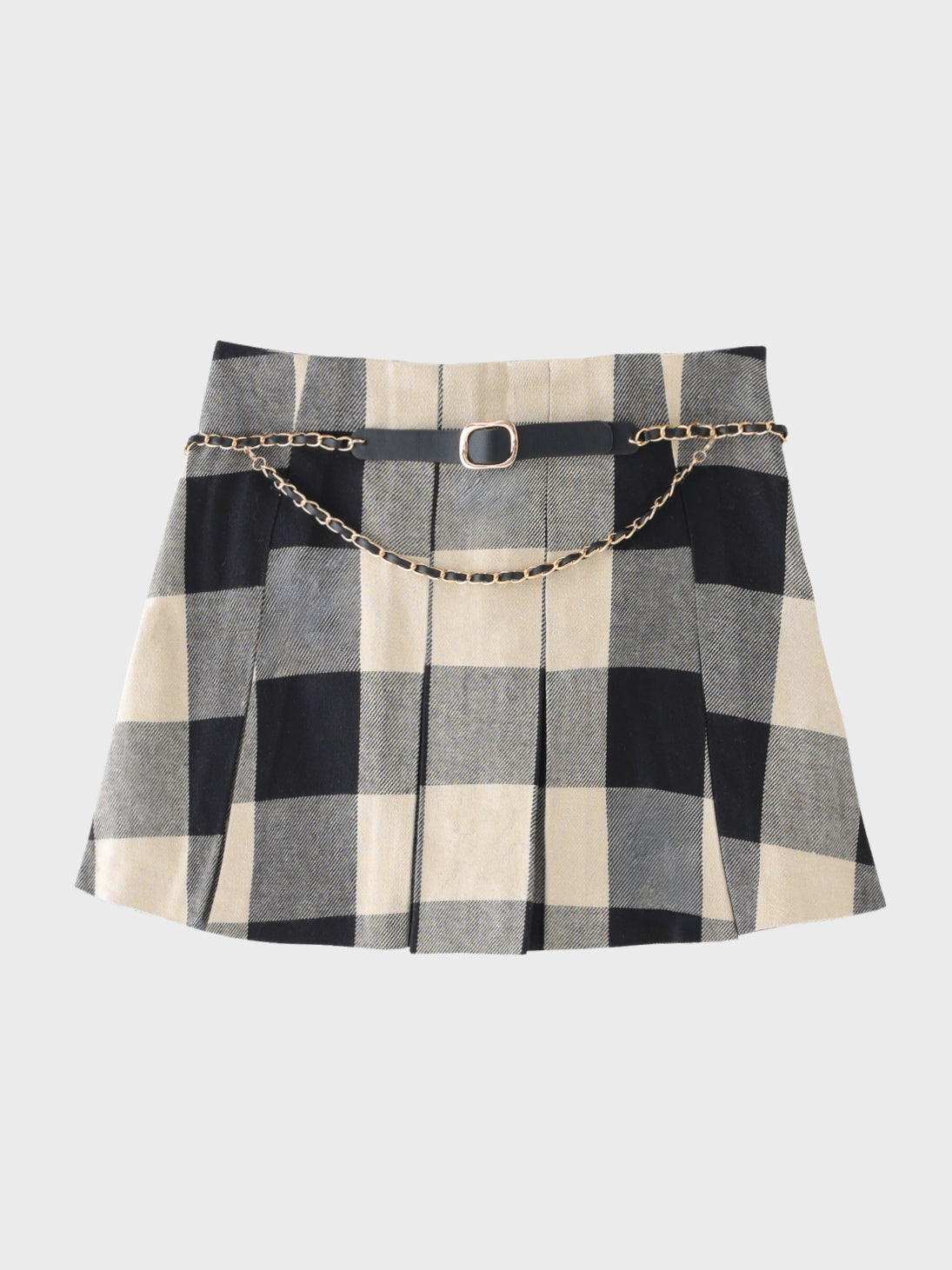Check box pleats mini skirt(eme11197)