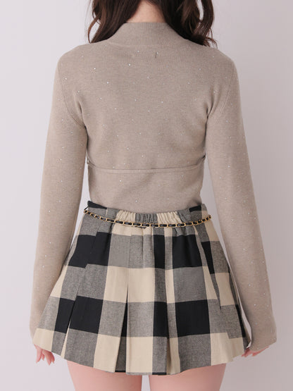 Studs ribbon knit tops(eme11137)