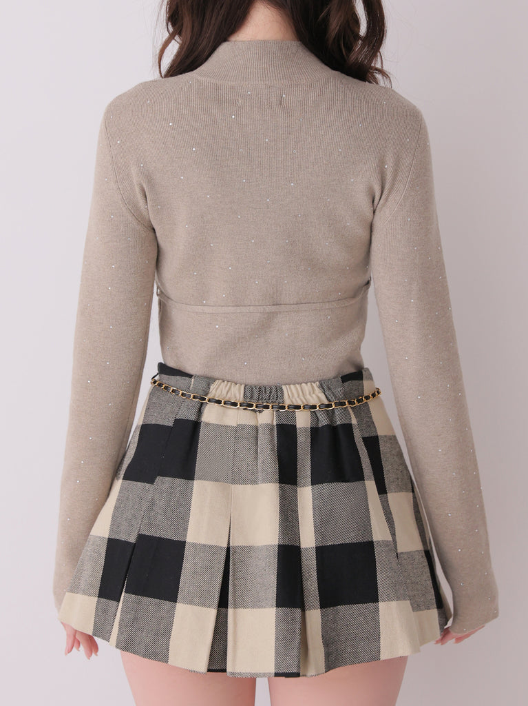 Studs ribbon knit tops(eme11137)