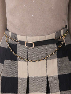 Check box pleats mini skirt(eme11197)