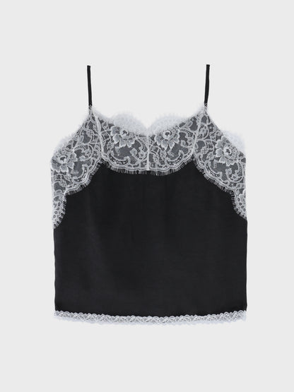 Decollete lace satin camisole(eme11213)