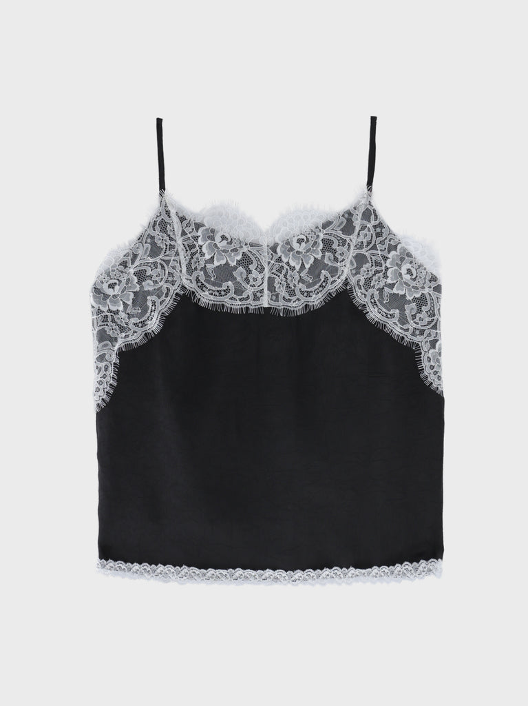 Decollete lace satin camisole(eme11213)