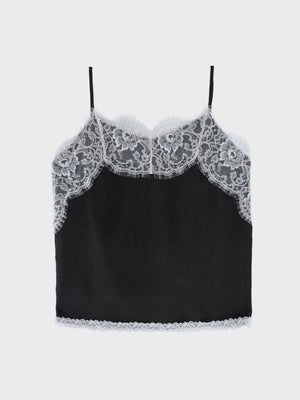 Decollete lace satin camisole(eme11213)