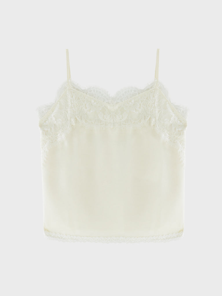 Decollete lace satin camisole(eme11213)