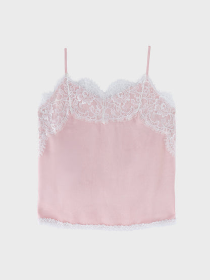 Decollete lace satin camisole(eme11213)
