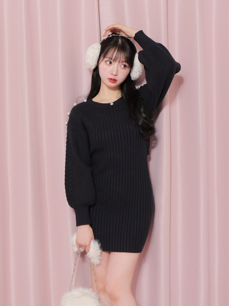 【SALE】Back ribbon knit dress (eme10112)