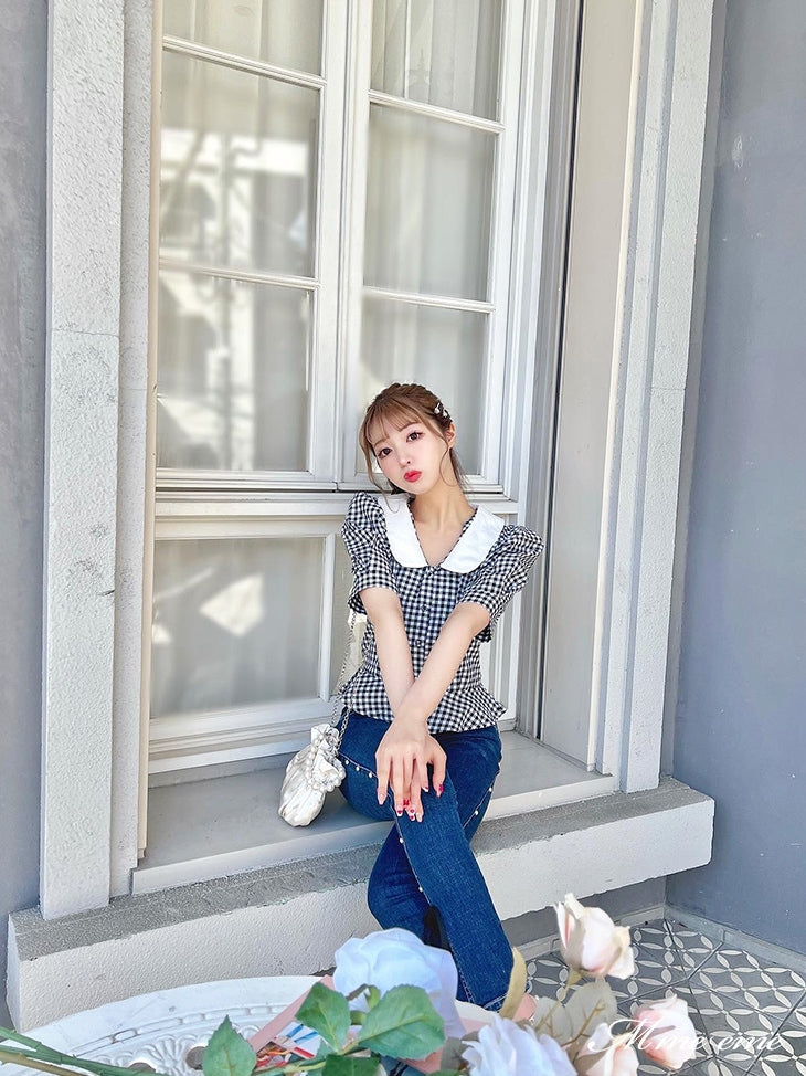 【SALE】Ribbon skinny denim (eme10128)