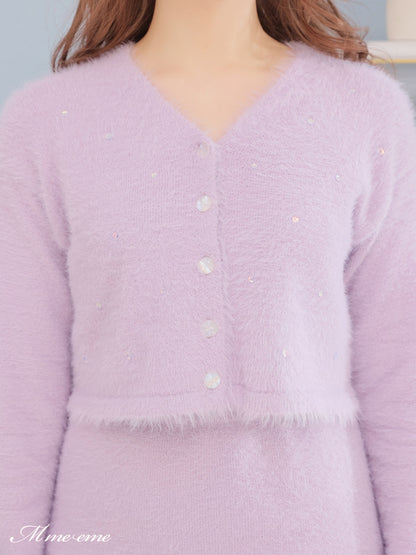 【SALE】Sequin shaggy knit cardigan(eme10213)