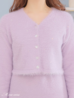 【SALE】Sequin shaggy knit cardigan(eme10213)