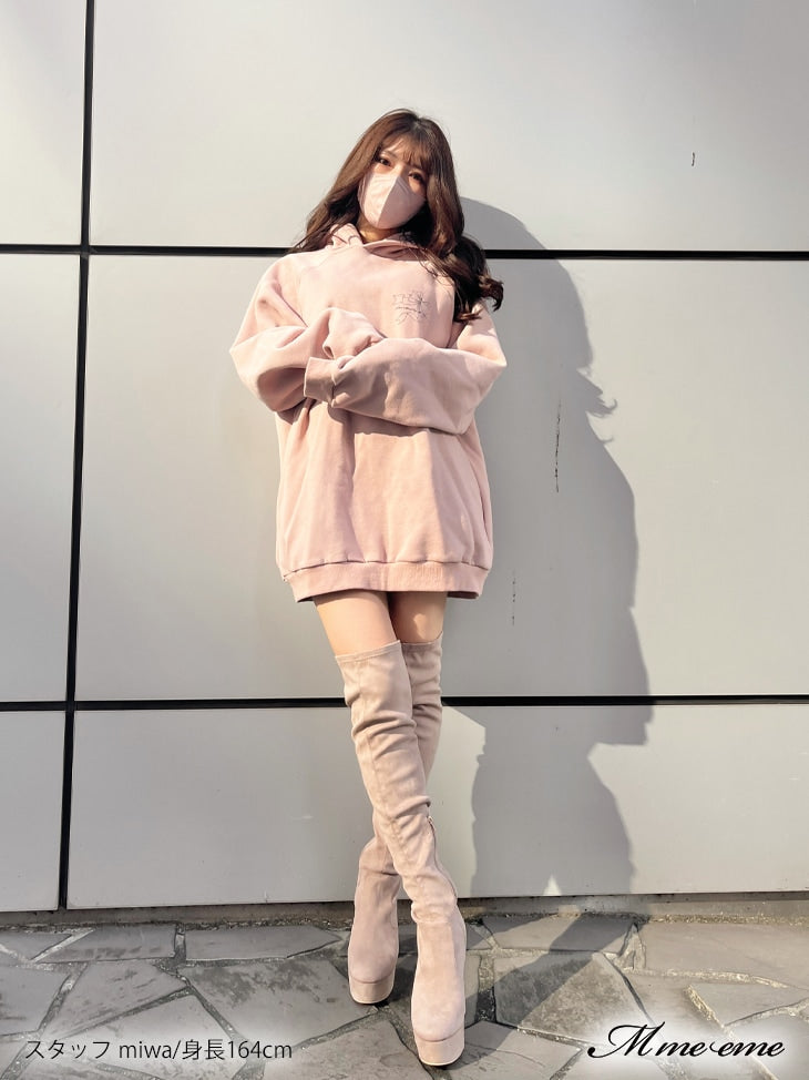 【SALE】Pearl heel knee high boots (eme10280)