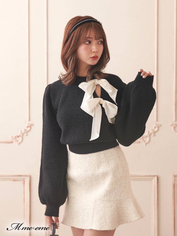 【SALE】High waist lame tweed skirt (eme10283)