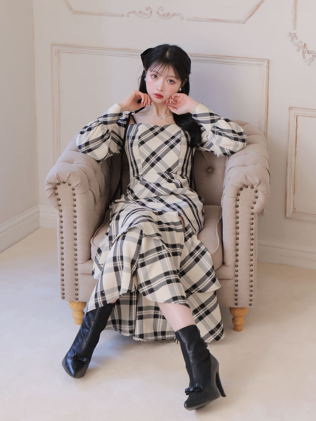 【SALE】Dot tulle short boots (eme10281)