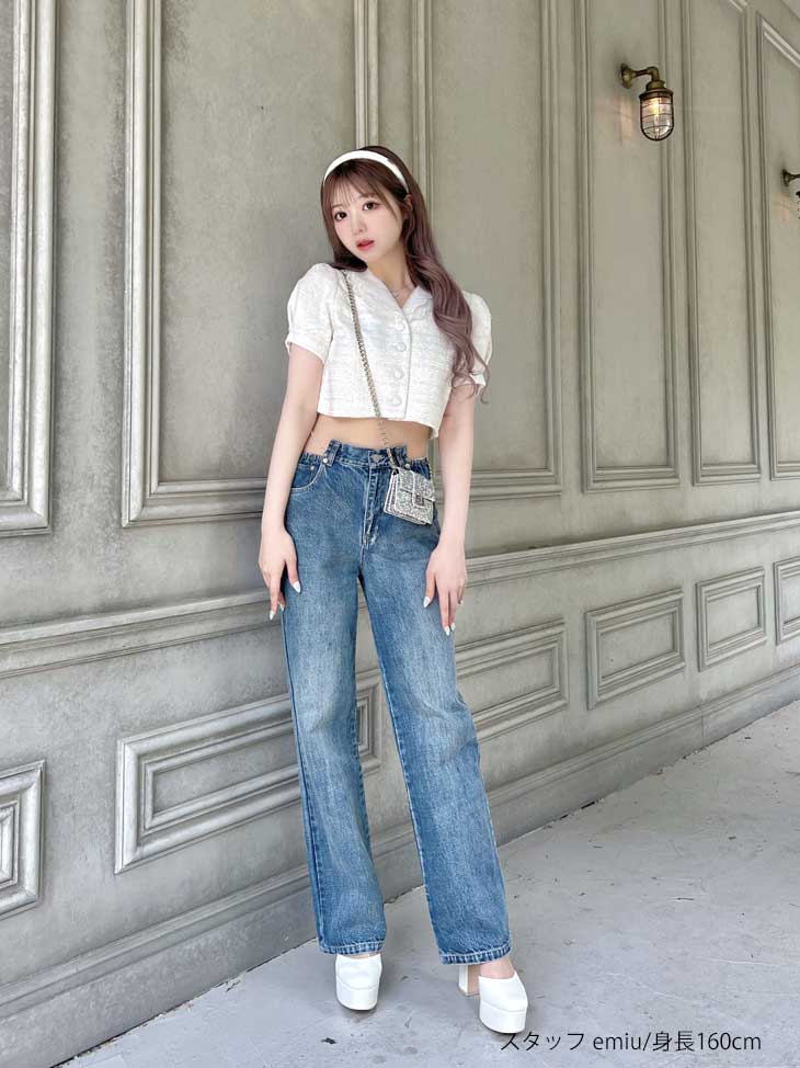 【SALE】Lace collar tweed jacket (eme10404)